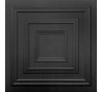 Deccart - Panneaux Muraux 50x50 cm - Panneau mural 3D Décoratif en EPS-Polystyrène - Plaque murale decorative - Décoration murale - Relief texturé - Wall Panel - Deco Mur - Noir, 48 pièces, 12 m²