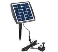 Decdeal Fontaine Solaire, Pompe à Eau Solaire avec Panneau Solaire, 200 l/h 6 V/2 W 4 Buses Réglables pour Réservoir, Aquarium, Bassin et Jardin