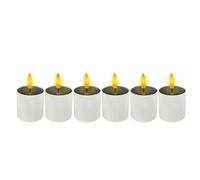 Decdeal Paquet de 6 Bougies sans Flamme à LED à énergie Solaire, Lumières Vacillantes Extérieures Rechargeables pour la Décoration de Jardin de Camping, Bougies (Conception de Flamme en Forme de