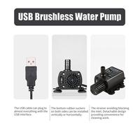 DECDEAL Pompe à eau sans balais USB avec passoire ultra silencieuse Mini DC5 V Micro pompe à huile sans balais étanche Pompe de fontaine submersible Circulation d'étang d'aquarium 150 L/H 1,2 W Ascens