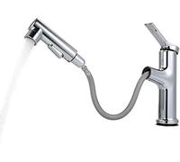 Decdeal Robinet de Lavabo 3 Modes de Pulvérisation, Mitigeur Évier avec Douchette Extractible Alliage de Zinc Chrome Poli Mitigeur Robinet Eau Chaud Froid Mate,pour Salle de Bains et Évier