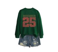 December 25 Sweat-shirt, drôle Lettre Imprimée Sweat-shirt de Noël pour femmes Arbre de Noël Unisexe Retro Hoodie Vintage Retro, E, L