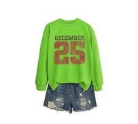 December 25 Sweat-shirt, Vintage Noël pour femmes Pull graphique Classique Arbre de Noël Pullover Blouse Hoodie Classique, R, XXL