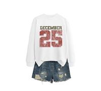 December 25 Sweat-shirt, Vintage Noël pour femmes Pull graphique Classique Arbre de Noël Pullover Blouse Hoodie Classique, I, M