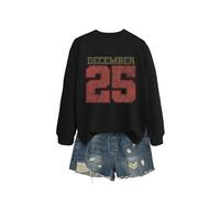 December 25 Sweat-shirt, Vintage Noël pour femmes Pull graphique Classique Arbre de Noël Pullover Blouse Hoodie Classique, H, XXL