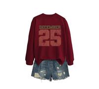 December 25 Sweat-shirt, Vintage Noël pour femmes Pull graphique Classique Arbre de Noël Pullover Blouse Hoodie Classique, m, S