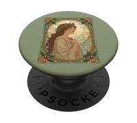 Décembre Anniversaire Holly Berries Style Art Nouveau PopSockets PopGrip Adhésif