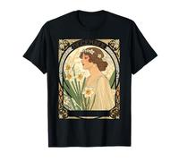 Décembre Anniversaire Narcisse Illustration Art Nouveau T-Shirt