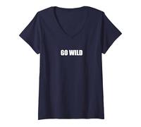 Déchaînez-Vous T-Shirt avec Col en V, Femme, Bleu Marine, XXL