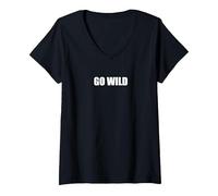 Déchaînez-Vous T-Shirt avec Col en V, Femme, Noir, XXL