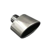 d'échappement Acier Inoxydable Embout d'échappement Ovale Brillant en Fiber de Carbone, 1 pièce, Deux Couleurs, Sortie 150MM, Tuyau Ovale Universel enjoliveur d'échappement(51 in 150 Out Silver)