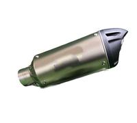 d'Échappement Exhaust Pipe Duckbill Tail Section 675SR Pour CBR400 Pour RC390 Street Racing Universal Stainless Steel Temperature Res Voiture Tuyau D'Extrémité(Half Blue 2)