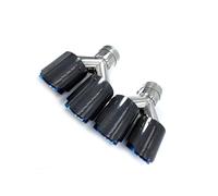 D'échappement Lot De 2 Embouts D'échappement Universels En Y Pour Voiture En Fibre De Carbone Brillante Bleu Inoxydable Double Sortie Extrémités Tuyau(ID 76MM-OD 76MM)
