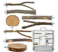 D'échelle À Oiseaux - Ensemble D'accessoires d'escalade, 8 Pièces De Perchoirs en Bois À Mâcher Naturel, Équipement D'entraînement Interactif, Fournitures D'activité De Cage pour Calopsittes, C