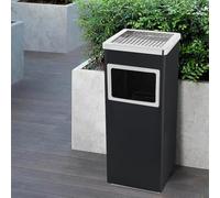 Déchet Extérieur Ecole Unité Bureau Restaurant Hôpital -Poubelle à Cendrier d'Hôtel Poubelle de Recyclage Ordure 24 * 24 * 60cm 35L-Noir (1PC)