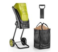 Déchiqueteuse à bois électrique de 15 A, broyeur filaire et broyeur efficace, avec sac de collecte de 45 L et bâton poussoir, système de lame double face, pour déchets de cour, branches, herbe et