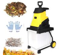 Déchiqueteuse électrique de jardin, 2500 W, broyeur de feuilles et de bois, portable avec boîte de collecte de 45 L, lames réversibles en acier 4500 tr/min pour utilisation en extérieur