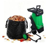 Déchiqueteuse électrique de jardin avec sac de collecte, design portable, interrupteur de sécurité et lames réversibles pour une gestion efficace des débris de pelouse