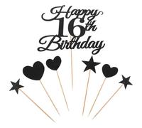 DECHOUS 10 Ensemble Décoration Gâteau Âge Chiffre Pailleté Pics Cœur Étoile Fête Anniversaire Ado Décor Cupcakes