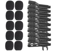 DECHOUS 10pcs Pince en Fer pour Microphone à Clip, Design Compact avec 10 Housses, pour Lectures et Discussions en Ligne, Couleur Noir