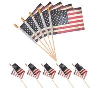 DECHOUS 10pièces Drapeaux Américains Miniatures Vintage Polyester avec Bâton pour Défilés Fêtes Nationales Jour de Indépendance et Cérémonies Patriotes