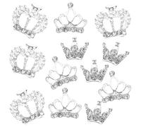 DECHOUS 12 pièces Décorations Ongles Couronne Cristaux Manucure DIY Accessoires Nail Art Chic
