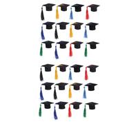 DECHOUS 2 Ensembles Mini Chapeau De Docteur -tête Mini Haut-de-Forme Autocollant De Graduation Bouteille De Vin Bandeau De Chapeau De Diplômé Tissu Non Tissé 12 Pièces * 2