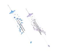 DECHOUS 2 pièces Carillons Éoliens Aluminium Bleu et Décoration Suspendue Intérieure et Extérieure Formes Fleur et Dauphin Élégants Tubes pour Maison et Jardin