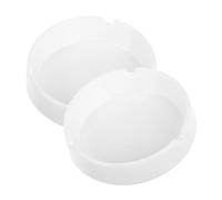 DECHOUS 2 pièces Cendrier Incassable Plastique Blanc Plateau Rotatif Antichoc pour Intérieur et Extérieur Maison Bureau et Bar à Café