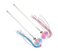 DECHOUS 2 pièces Kitten Teasing Stick Set Household Interactive Cat Toy in Candy Colors Lightweight Wand for Indoor Cats Curiosity and Play