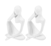DECHOUS 2 Pièces Statue de Penseur, Figure de Penseur Moderne en Résine Blanche, Finition Lisse, Décoration Abstraite pour Tables et Intérieur Contemporain