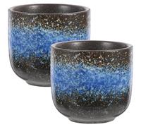 DECHOUS 2 pièces Tasse à Thé Japonaise Rétro Grès Bleu Étoilé Vaisselle Céramique Traditionnelle pour Maison et Bureau Design Simple et Facile à Nettoyer