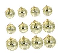 DECHOUS 24 Boules Disco Miroir en Verre 3 CM et 5 CM Boules à Facettes Réfléchissantes Dorées pour Sapin de Noël Décoration Suspendue Festive et Accessoires Photo