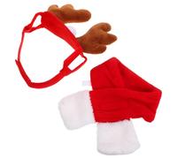 DECHOUS 2ensemble Serre-tête de Renne pour Chien et Chat Ensemble de Accessoires Festifs de Noël Écharpe et Bandeau pour Animaux de Compagnie