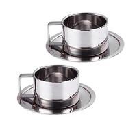 DECHOUS 2ensembles Tasse à Café Acier Avec Soucoupe De Coupes Pour Bureau Et Maison Mug Pratique Et Élégant Pour Café Thé Et Jus