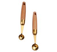 DECHOUS 2pcs Pelle à Boules de Fruits en Acier Inoxydable Manche en Bois Sapele Confortable pour Creuser Concombre et Fruit du Dragon Cuisine ou Hôtel