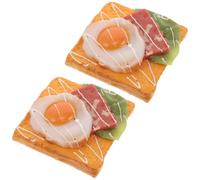 DECHOUS 2pièces Lot de Aliments Factices Réalistes Faux Toast avec Œufs Frits Accessoires de Présentation Boulangerie pour Photographie Culinaire et Théâtre