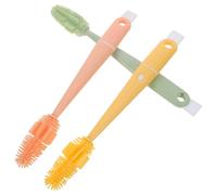 DECHOUS 3 Pièces Brosse Biberon Silicone avec Manche Long Double Face pour Nettoyage Profond Kit Brosse pour Biberons et Couvercles Multi-usages Protège sans Rayures
