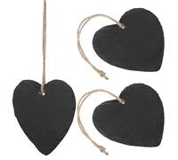 DECHOUS 3 Pièces Étiquettes de Jardinière en Ardoise Cœur avec Corde Jute | Panneau Suspendu Créatif, Écrit à Craie Marqueur, Usage Plante et Décoration Murale