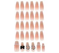 DECHOUS 30pcs Clous à Presser Nœuds en Abs Beige, Manucure Complète Élégante et Polyvalente pour Femmes, pour Mariage et Anniversaire