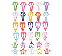 DECHOUS 30pièces Pins à Cheveux Étoile Cœur pour Petites Filles Lot de Barrettes à Pression avec Design Ajouré Accessoires pour Cheveux pour École et Fêtes