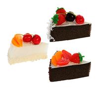 DECHOUS 3Pcs Fake Slice Cake Desserts Artificial Desserts Fake Food Bakery Shop Cake Display Model for Decoration Affiche Accessoires Real Model Kitchen Toy Decoration