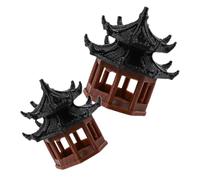 DECHOUS 4 pièces Mini Pavilion Statue Set for Aquarium and Garden Decoration Classic Chinese Style Micro Landscape Ornament for Fish Tank Bonsai and Balcony Décor
