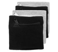 DECHOUS 4 pièces Pochette Poignet avec Fermeture Éclair Ajustable Bandeau Sport Respirant pour Gym et Course Porte-clés et Monnaie pour Adultes Noir et Gris