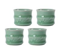 DECHOUS 4 Pièces Tasse à Thé en Céramique Ronde Couleur Vert Clair Confortable à Tenir Capacité de Stockage Adaptée Culture du Thé Accessoires