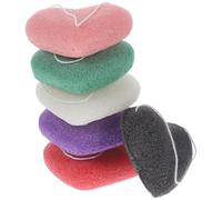 DECHOUS 6 pièces Lot de Éponges Visage Forme de Cœur Épurateur Peau Réutilisable et Lavable Exfoliation Douce pour Nettoyage Visage et Corps Assortiment