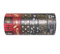 DECHOUS 6 Pièces Ruban Washi Dé Halloween, Papier Décoratif | Bandes Adhésives Colorées, Coupe Facile sans Résidu, Motifs Vifs et Détails Nets, pour Livres et Craft Work