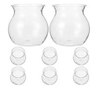 DECHOUS 8 pièces Vase Hydroponique Transparent Micro Paysage avec Poupée Tête Herbe Pot Écologique Incassable pour Décoration de Bureau et Étagère Accessoire Compact pour Plantes