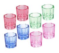 DECHOUS 8 pièces Verres Nail Dish pour Manucure Coupe Dappen Verre Transparent Stable et Polyvalent pour Liquide et Poudre Accessoire Manucure Pratique Couleur Aléatoire Couleur Aléatoire