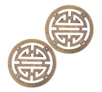 DECHOUS Applique Métallique Vintage pour Meubles Chinois, Décor en Laiton Ancien 10 Cm, Protection D’Angle Ronde pour Coffrets Bijoux, Lot de 2 Pièces, Accessoires Décoratifs pour Boîtes